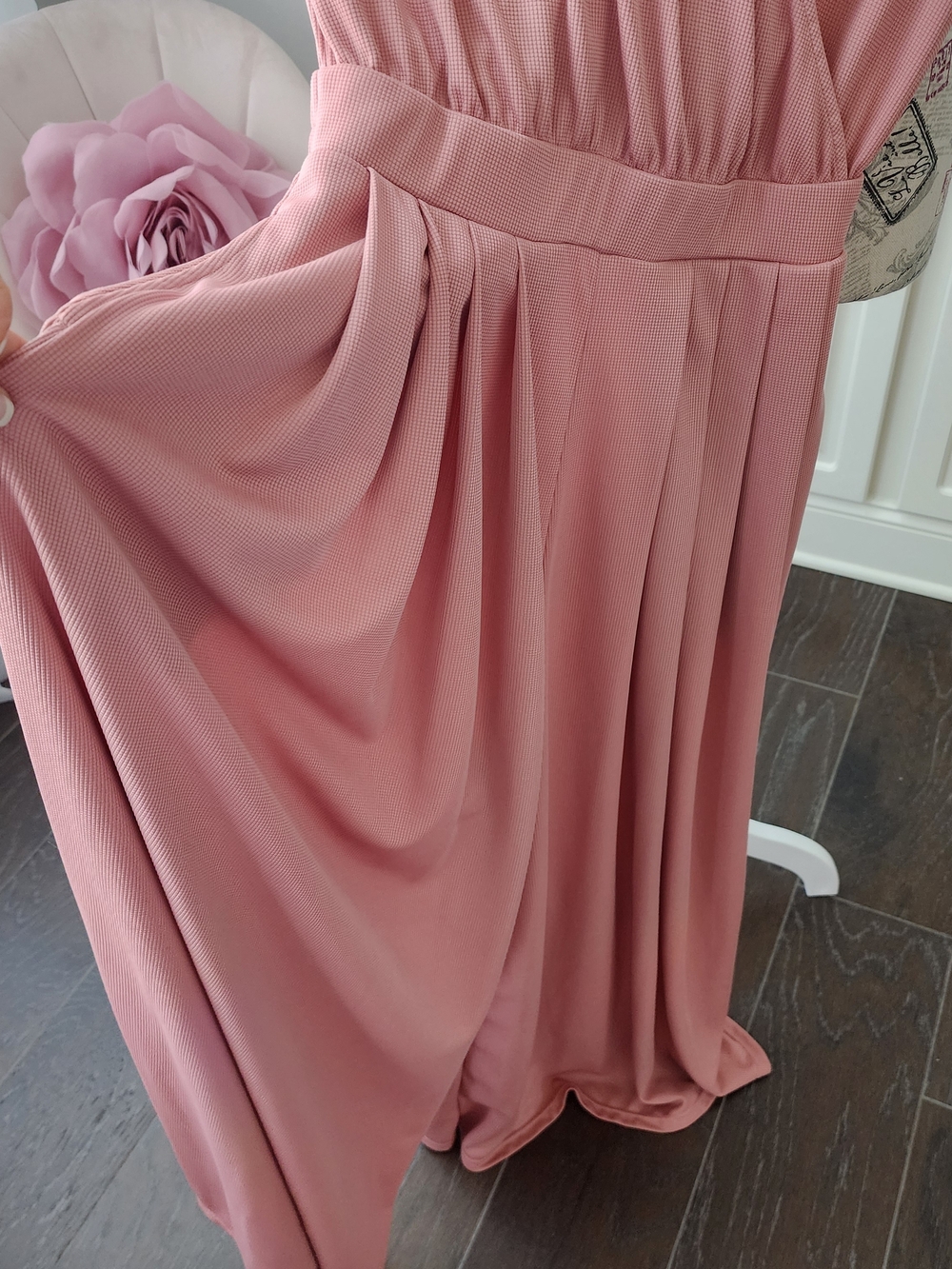 Halara Dusty Rose Wide-Leg Jumpsuit Size S, Faux Wrap, Pockets - Like New - Picture 5 of 6